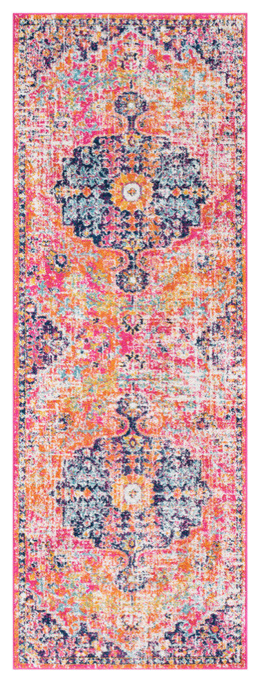 Harput Updated Traditional White, Saffron Area Rug, 2'7"x7'3" Runner