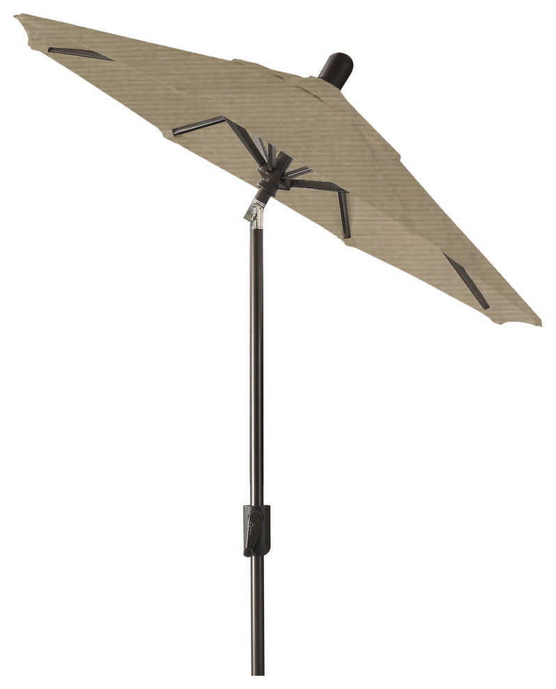 6' Round Auto Tilt Market Umbrella, Black Sapphire Frame, Taupe