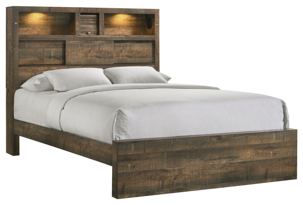 Picket House Furnishings Beckett Bookcase Panel 6PC Bedroom Set with Bluetooth
