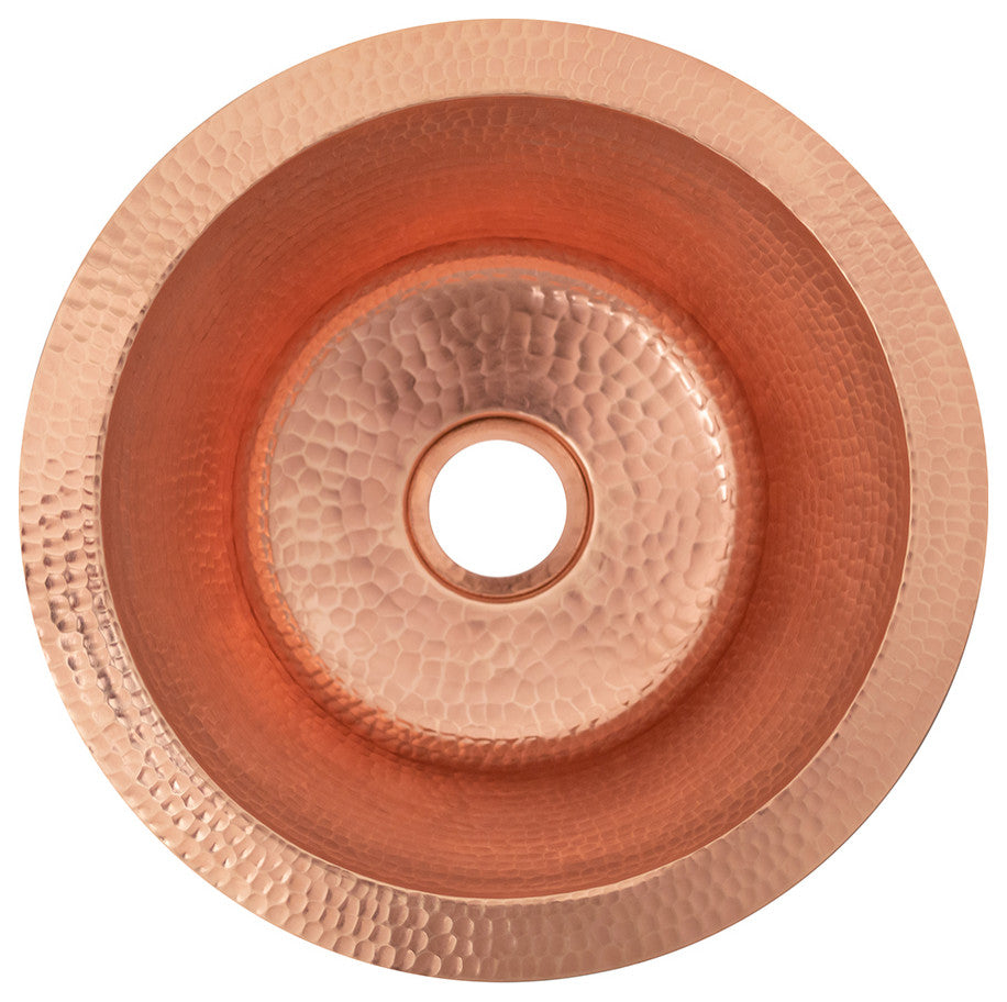 Premier Copper Products BR12PC2 12" Round Hammered Copper Bar Sink