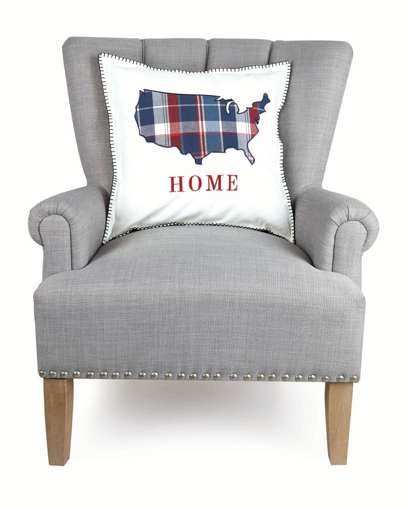 Picnic Plaid Home Embroidered Applique Pillow