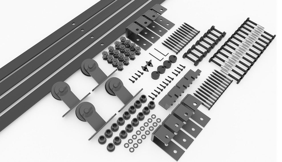 Sliding Barn Door Hardware, U Bracket Bypass, T-Shape Design, 7.5'