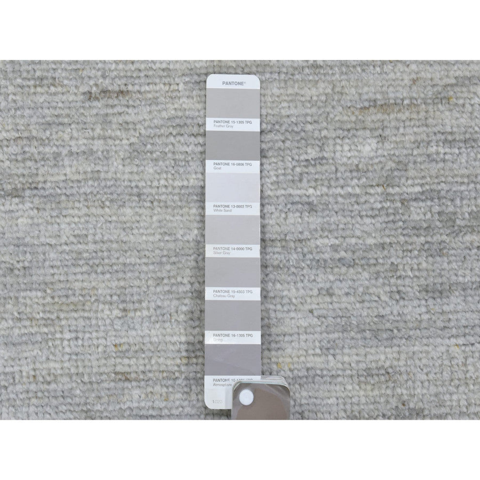 Light Gray, Soft Wool Hand Knotted, Boujaad Moroccan Berber Rug, 8'6"x11'7"