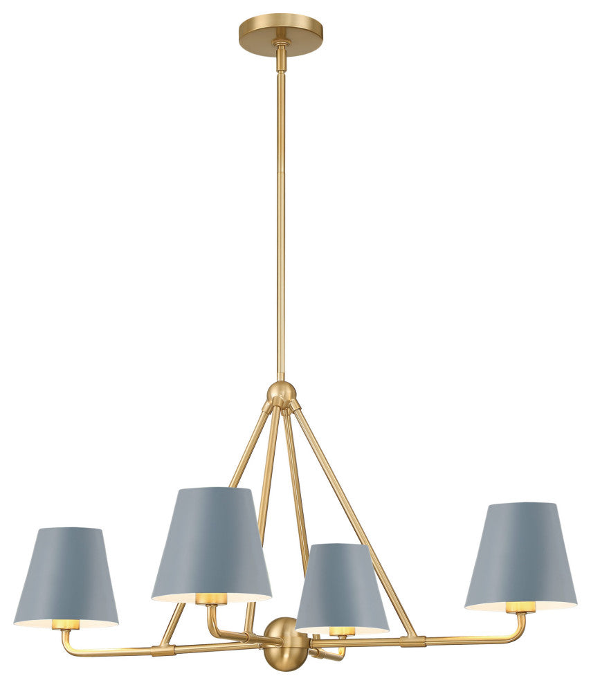 Crystorama Lighting Group XAV-B9304 Xavier 4 Light 32"W - Vibrant Gold / White