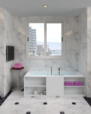 ADM Shelved Freestanding Bathtub, Matte White, 68.9"