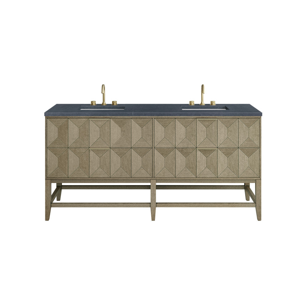 Emmeline 72" Double Vanity, Pebble Oak, Charcoal Soapstone