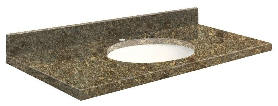 Quartz 43"x22" Vanity Top, White Bowl, Rapture, Single Hole