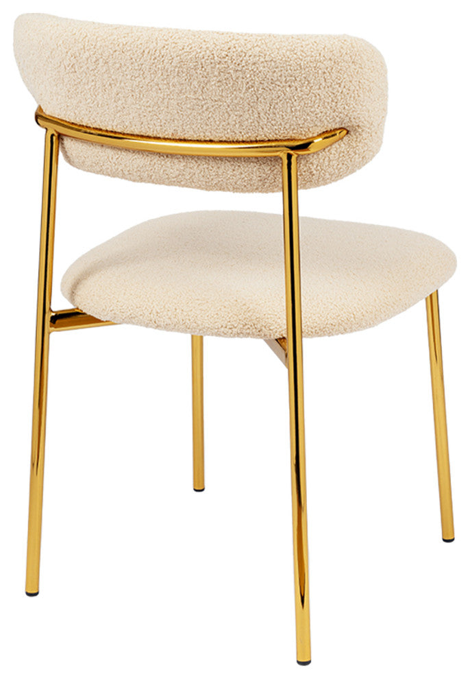 Set of 2 Sherpa Golden Frame Side Chairs, Khaki