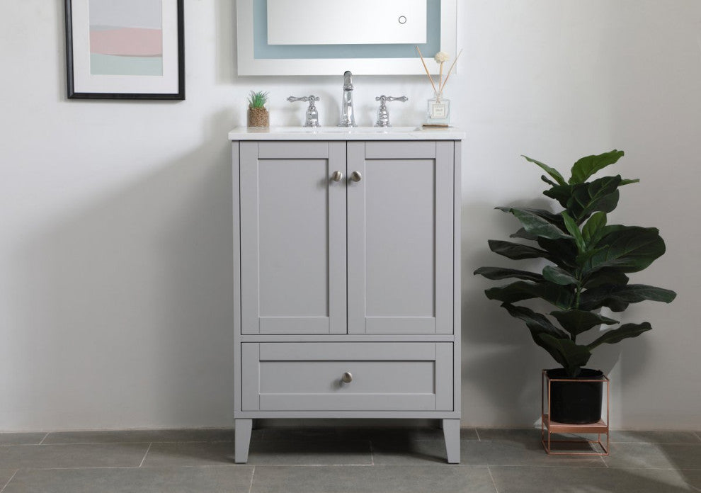 24" Single Bathroom Vanity, Gray