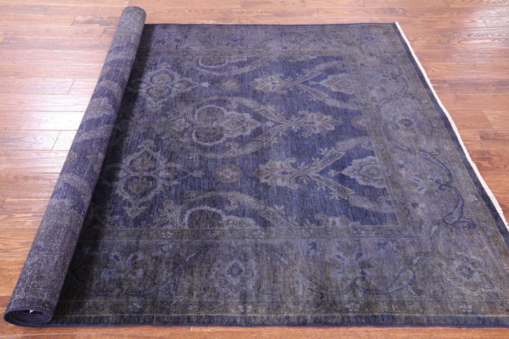 Full Pile Overdyed Hand Knotted Wool Rug 5' 11" X 9' 0" - Q12718