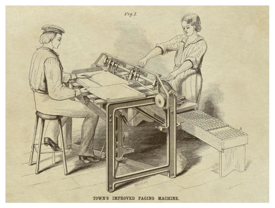 "Town's Improved Paging Machine" Digital Paper Print by Inventions, 24"x19"