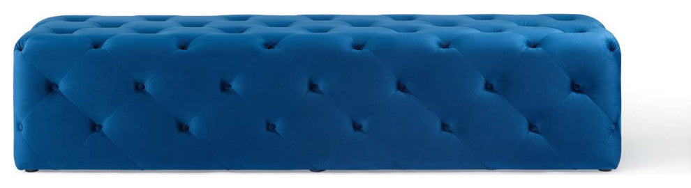 Anthem 72" Tufted Button Entryway Performance Velvet Bench Navy