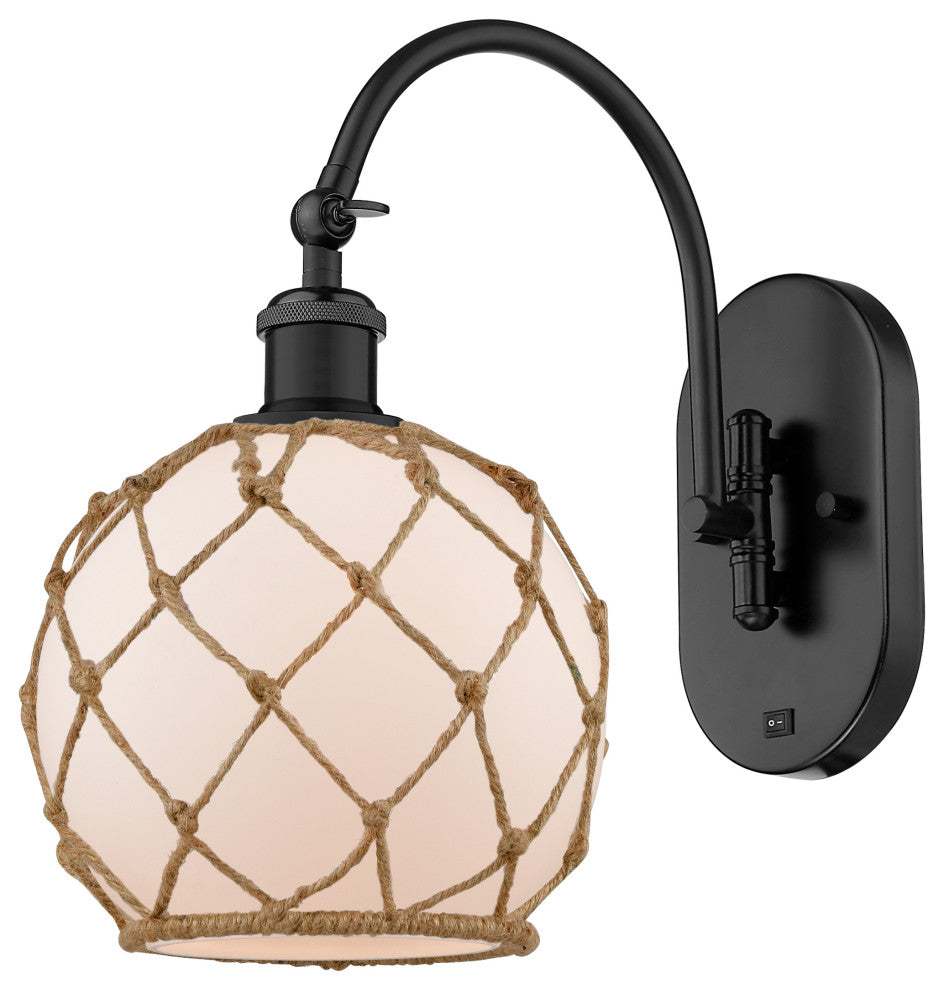 Innovations 518-1W-BK-G121-8RB-LED 1-Light Sconce, Matte Black