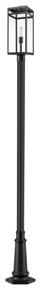 Zlite 596PHBR-557P-BK 1-Light Outdoor Post Mounted Fixture, Clear