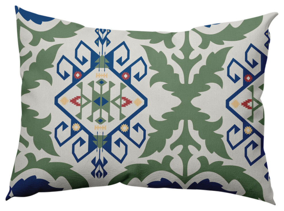 Bombay Medallion Decorative Throw Pillow, Dark Cobalt Blue, 14"x20"