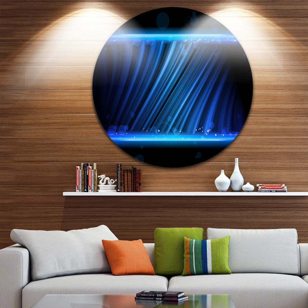 Disco Blue Waves, Contemporary Art Large Disc Metal Wall Art, 11"