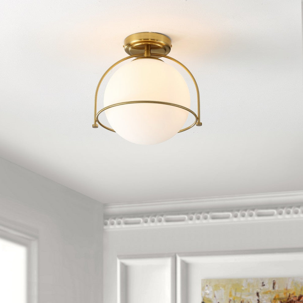 Safavieh Valise Flush Mount Gold/White Glass