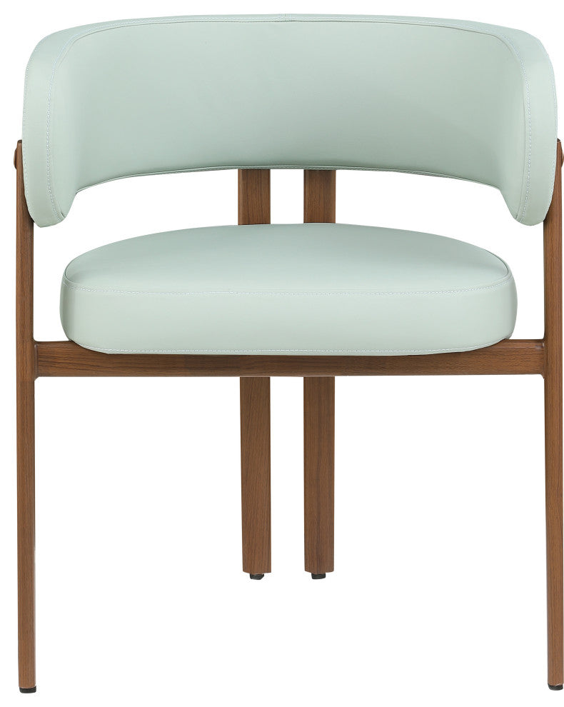Gideon Black Faux Leather Dining Chair (Set of 2), Green, Walnut Finish
