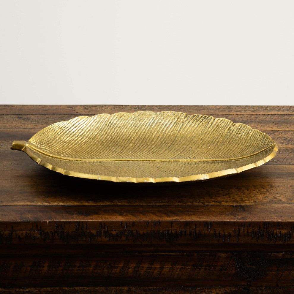 16in. Gold Leaf Decorative Accent Tray