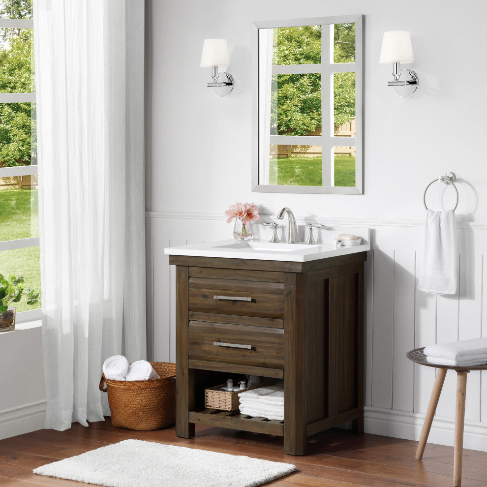Ove Decors Preston 30" Single Sink Bathroom Vanity, Rustic Almond Latte