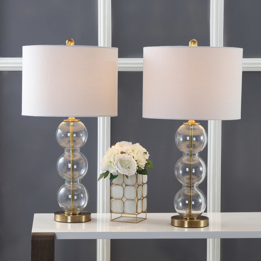 Bella 27" Glass Triple-Sphere Table Lamp, Set of 2