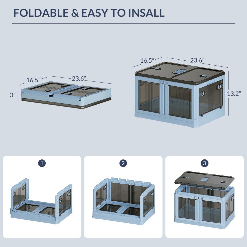 19 Gal. 1 Pack Plastic Stackable Storage Bin w/ 5 Openings and Wheels, Blue