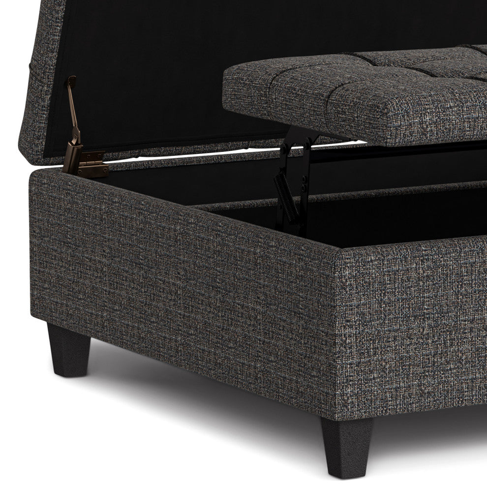 Harrison Large Square Coffee Table Storage Ottoman, Ebony