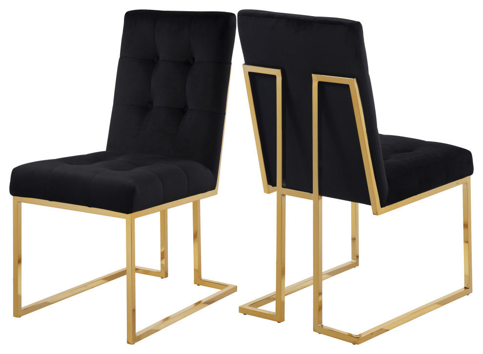 Pierre Velvet Upholstered Dining Chair (Set of 2), Black
