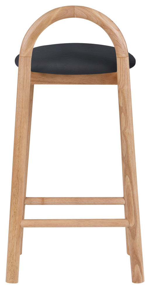 Meridian Furniture Calvin Vegan Leather Stool, Black, Natural Finish