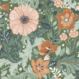 Victoria Green Floral Nouveau Wallpaper, Swatch