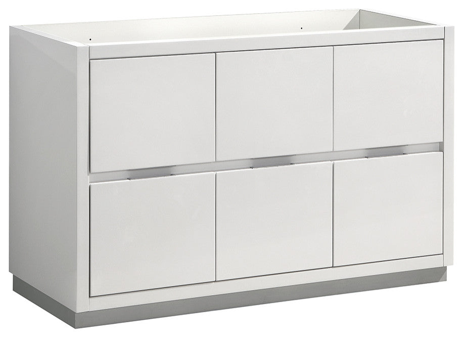 Valencia Free Standing Single Sink Bathroom Cabinet, Glossy White, 48"
