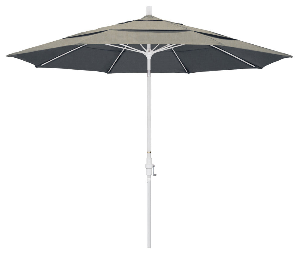11' Matted White Collar Tilt Lift Fiberglass Rib Aluminum Umbrella, Sunbrella, Spectrum Dove