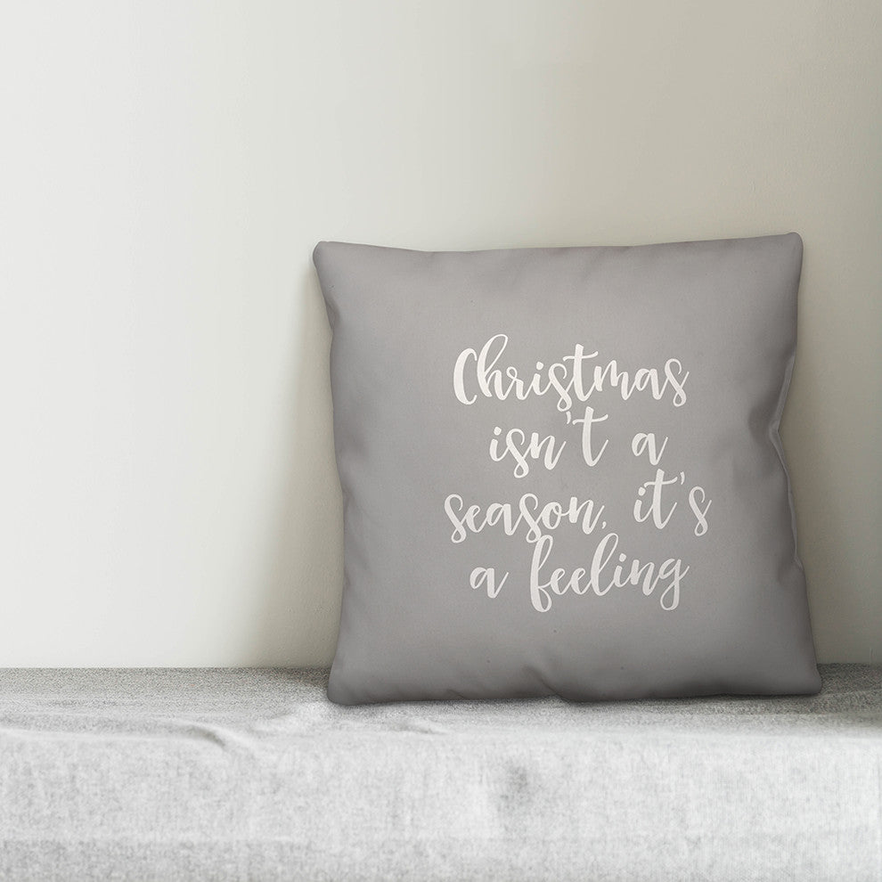 Feliz Navidad, Gray 18x18 Throw Pillow Cover