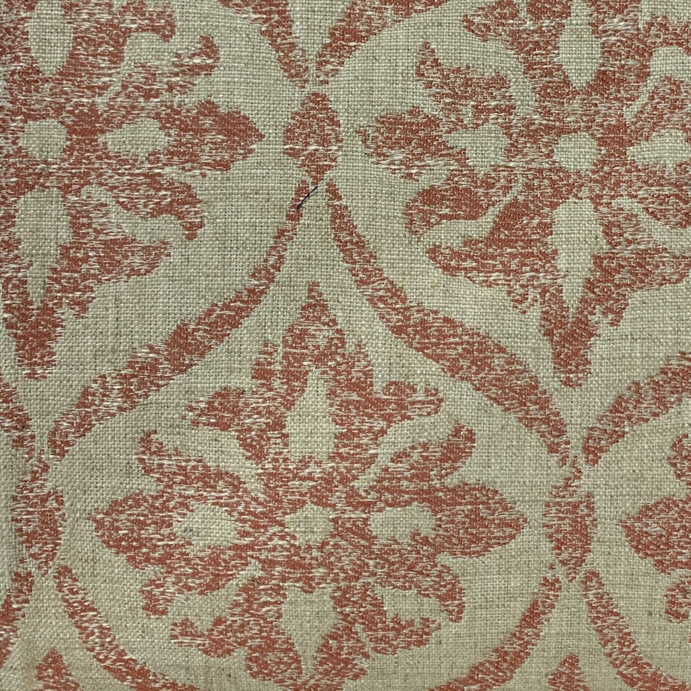 Plutus Beige Red Flowers Jacquard Luxury Throw Pillow, 18"x18"
