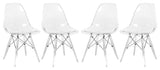 Dover Molded Dining Side Chair With Acrylic Base, Set of 4, Clear