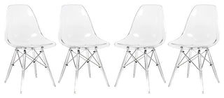 Dover Molded Dining Side Chair With Acrylic Base, Set of 4, Clear