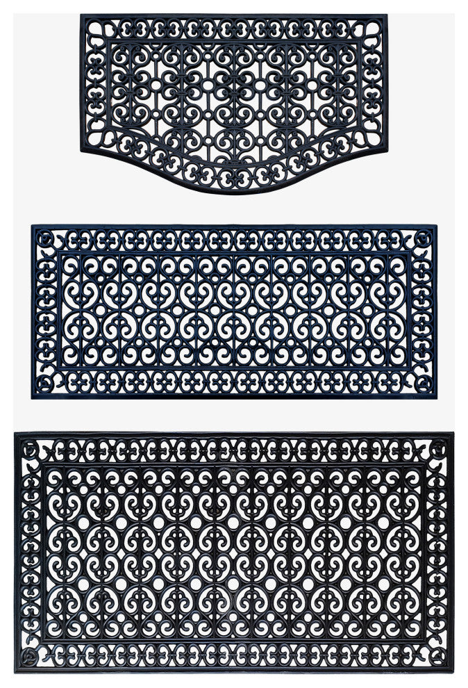 Rubber Grill Matching Doormat Set, Patio/Garage, Heavy Duty, 3-Piece Set