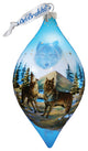 Hand Painted Scenic Glass Ornament Winter Wolves