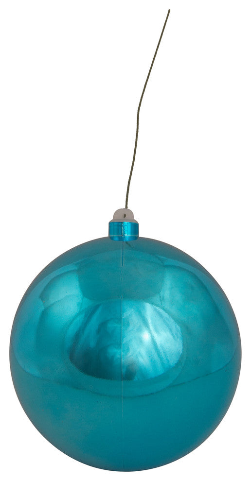 200Mm 8" Shiny Aqua Ball Ornament Uv Coated With Wire