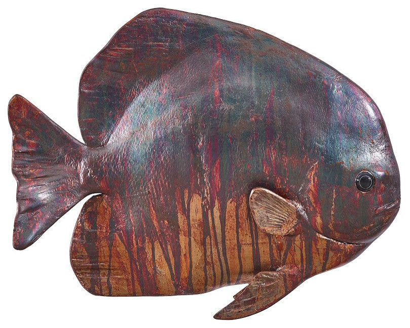 Australian Batfish Fish Wall Sculpture, Copper Patina