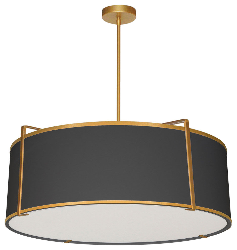 Gold Contemporary Pendant With Black Fabric