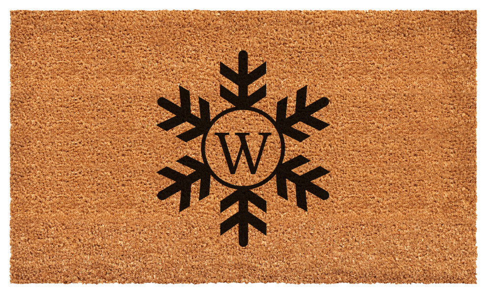 Calloway Mills Snowflake Monogram Doormat, 30"x48", Letter W