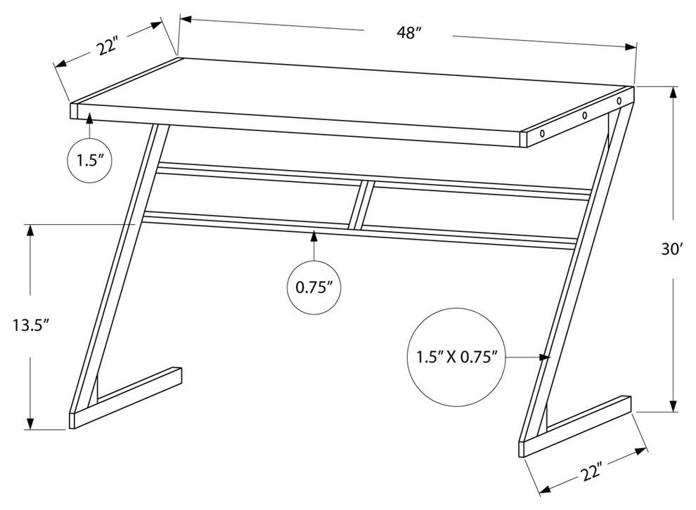 Computer Desk Home Office Laptop 48"L Work Metal Laminate White Grey