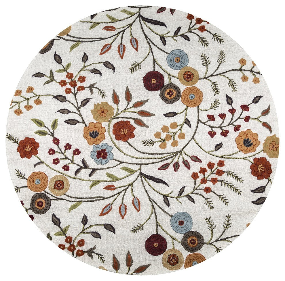 Rizzy Home Dimensions DI1466 Ivory Floral Area Rug, Rectangular 9'x12'