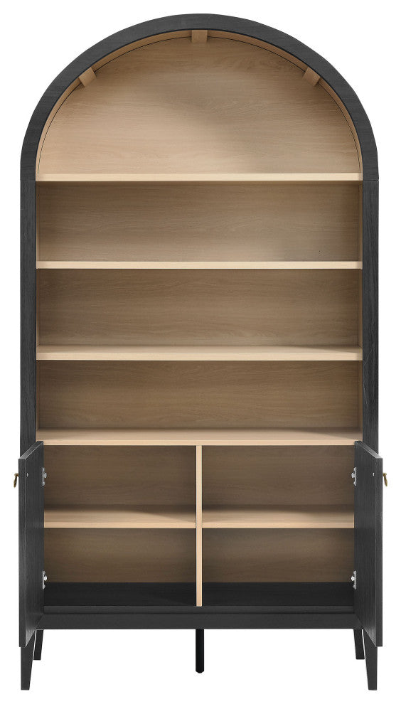 Nolan 74" Tall Wide Arched Storage Display Cabinet Bookshelf