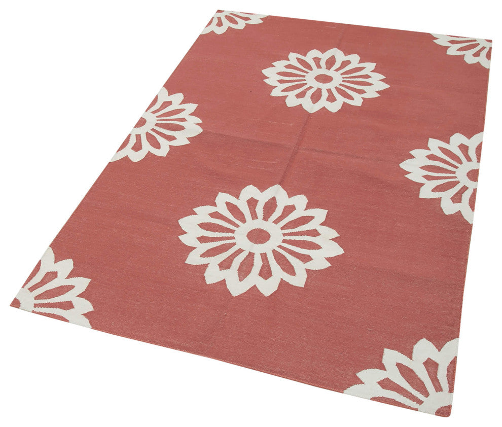 Rug N Carpet - Handmade Wool 3' 6'' x 5' 5'' Geometric Dhurrie Kilim Rug