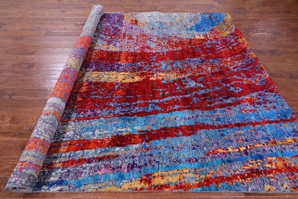 Abstract Handmade Wool & Silk Rug 8' 0" X 9' 11" - Q13700