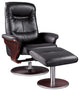 Milano Leather Swivel Recliner and Ottoman, Black