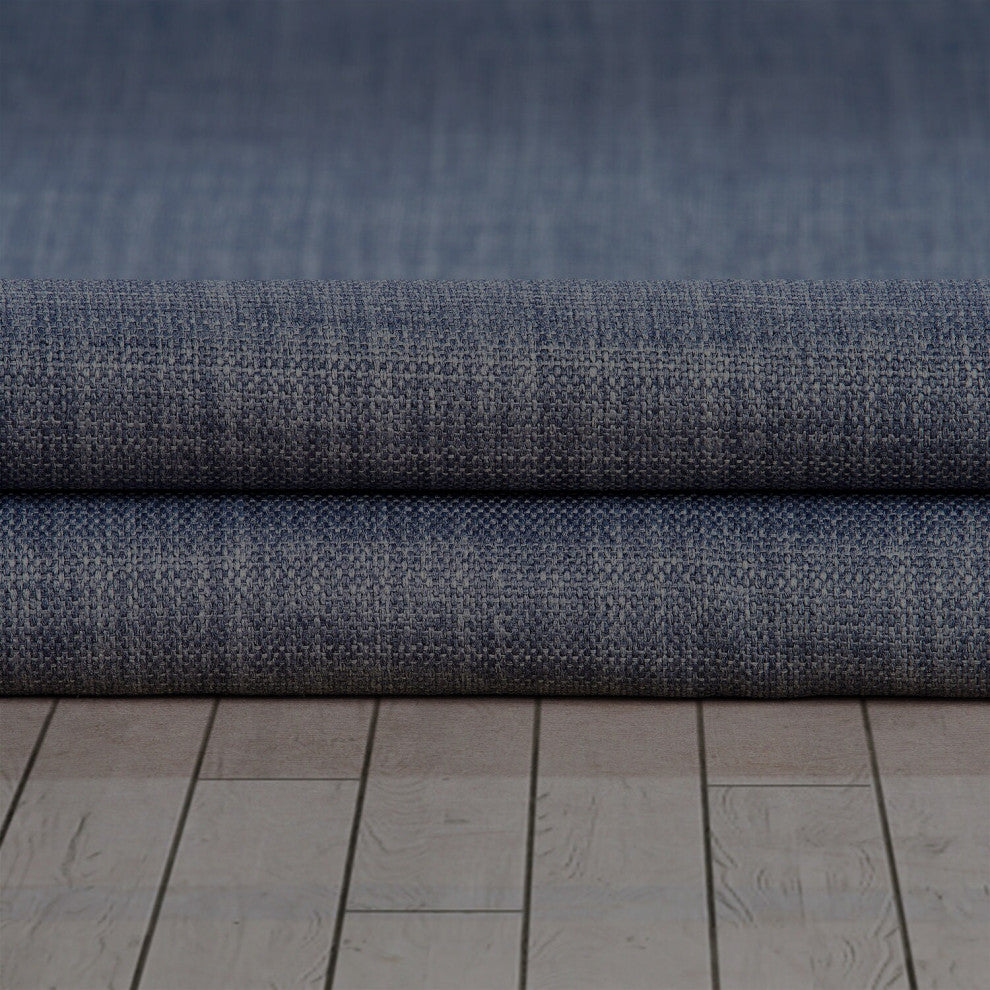 Reverie Blue Faux Linen Room Darkening Fabric Sample, 4Wx4L