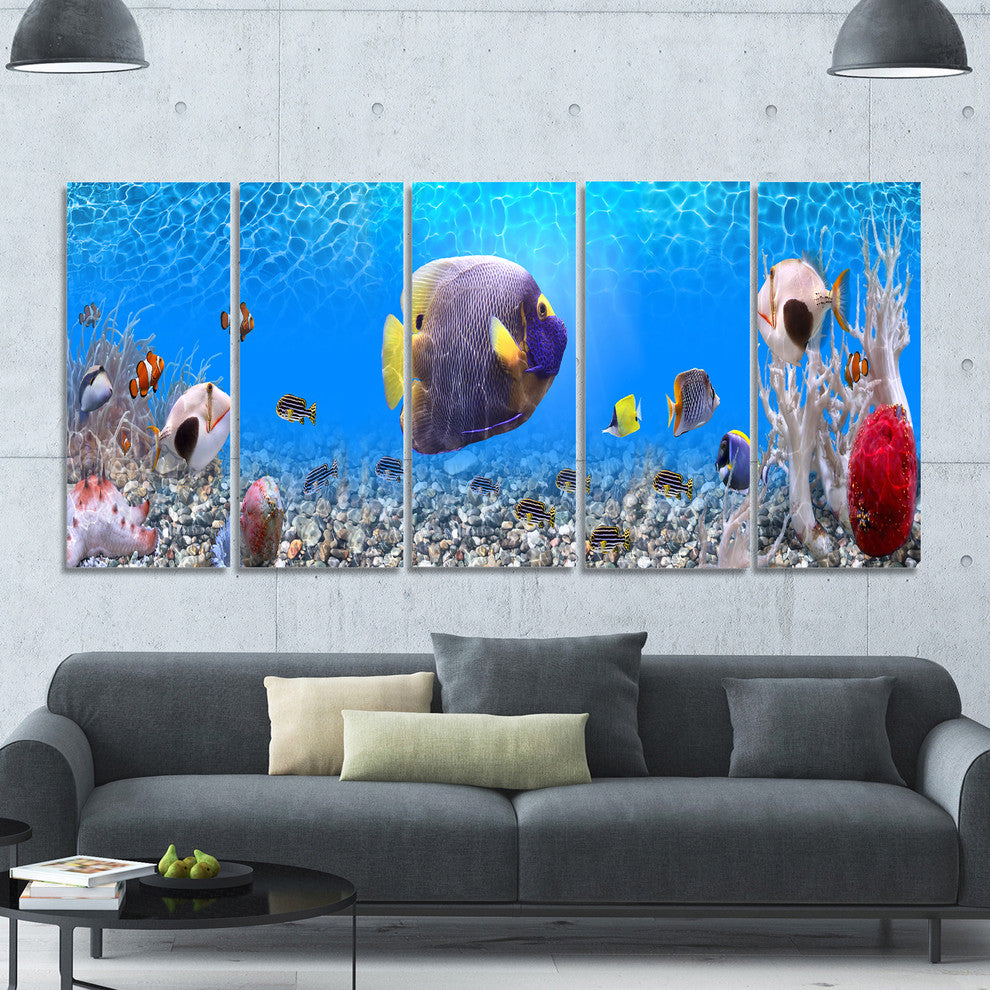 Underwater Universe Panorama, Landscape Canvas Art Print, 60"x28", 5 Panels